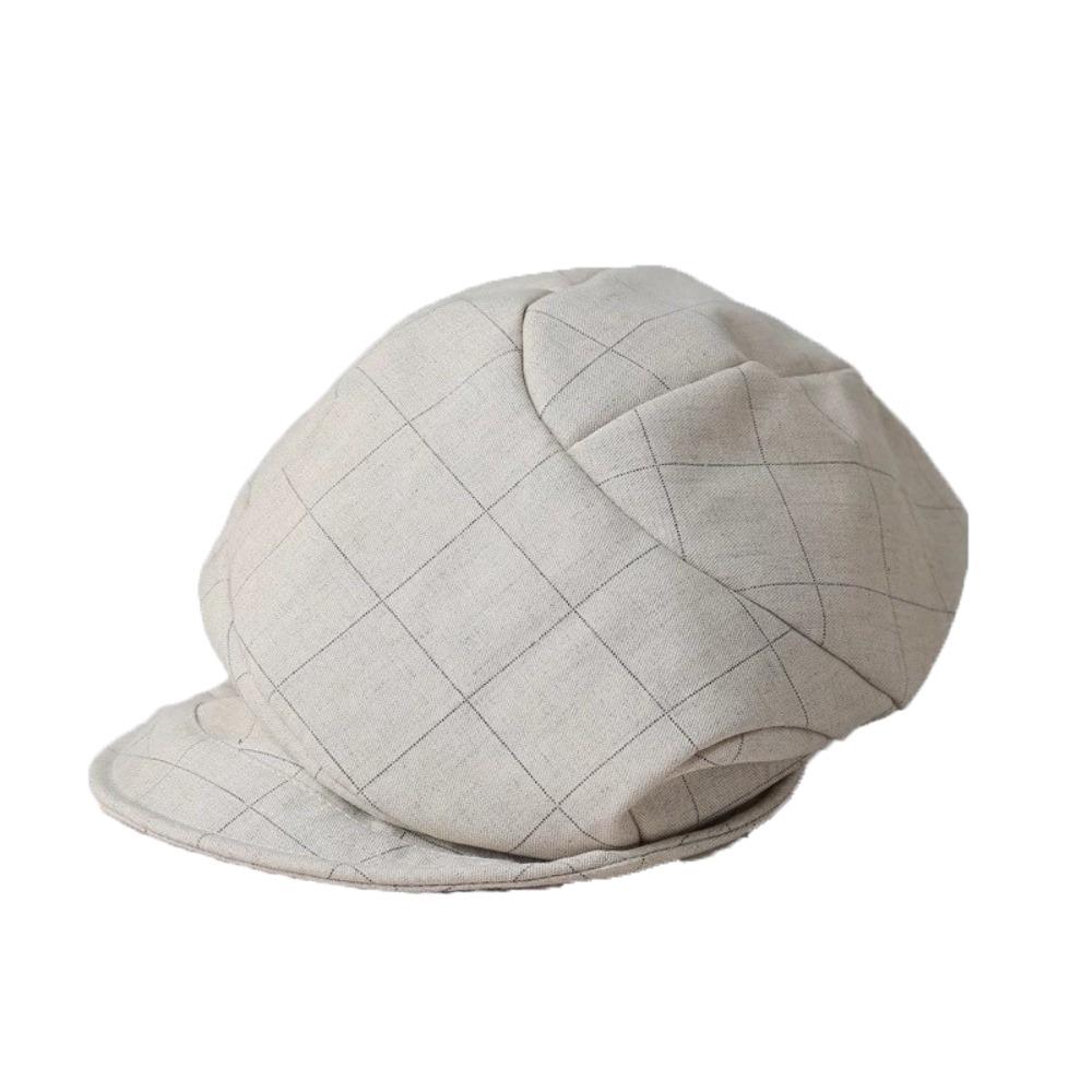 Vintage Octagonal Cap Newsboy Peaked Hat Korean Plaid Beret  Women