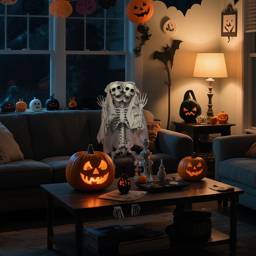 Halloween 5.5ft Skeleton Simulation Human Plastic Skeleton Haunted House Prop Skeleton Decoration