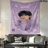 Cute Purple Star Moon Portrait Tapestry, Sweet Cartoon Cloud Decor Wall Hanging for Teen Girl Bedroom