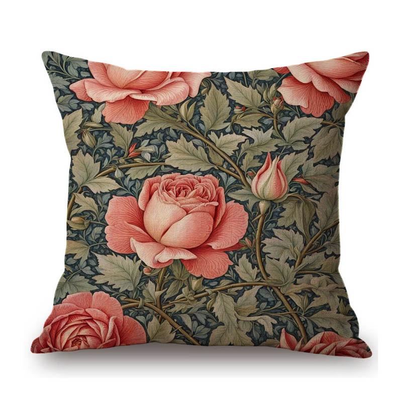 Pink Strawberry Rose Ivy Orchid Compton Classic William Morris Style Home Decorative Sofa Throw Pillow Case Cushion Cover Case