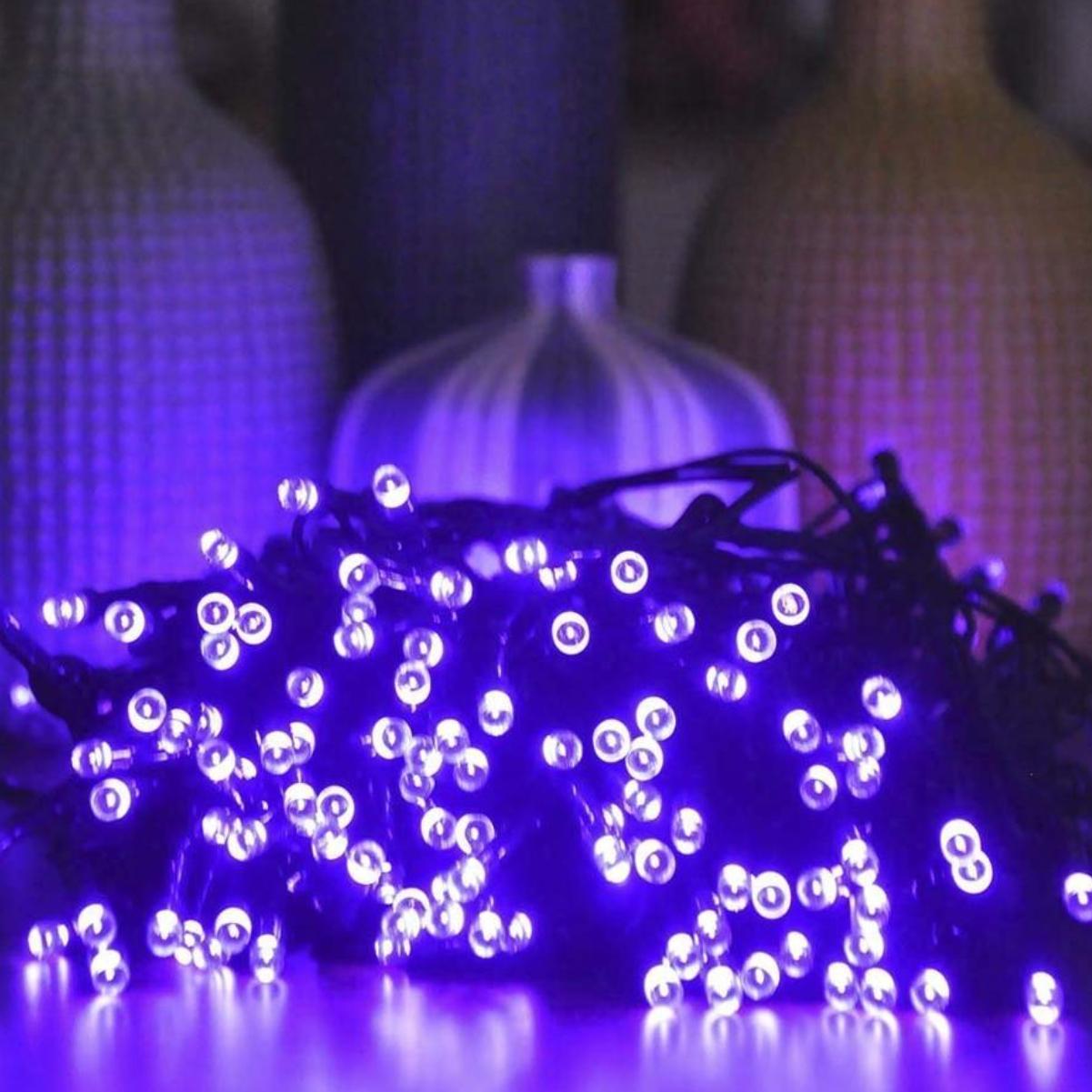 

Солнечная гирлянда на открытом воздухе, 50 светодиодов/100 светодиодов, 2 режима, солнечная лампа, водонепроницаемая для садов, свадеб, вечеринок, дней рождения, рождественских елок, домов на день Святого Валентина 12M 100LED фиолетовый