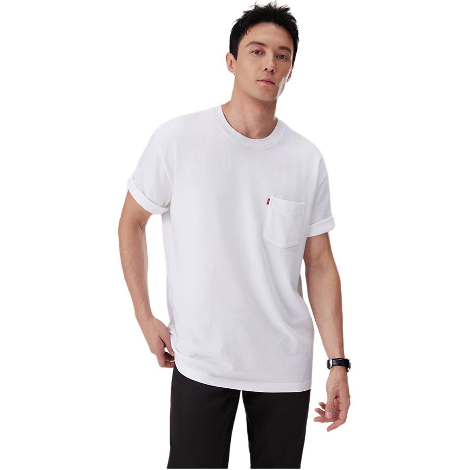 T-shirt Levis a maniche corte con scollo rotondo e taschino frontale, unisex, bianca A8605-0000