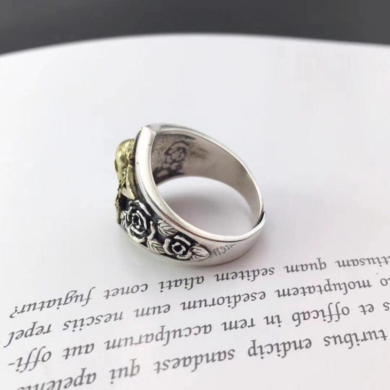 Skeleton head ring man, domineering retro fashion, adjustable opening, food ring accessory gift