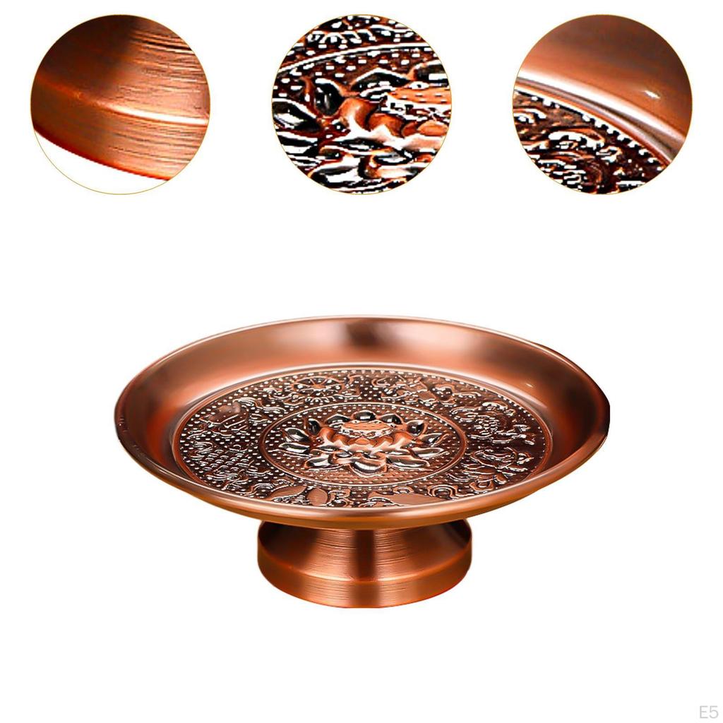Buddhist Fruit Bowl Decorative Lotus Design Stable Base Footed Temple Tray for