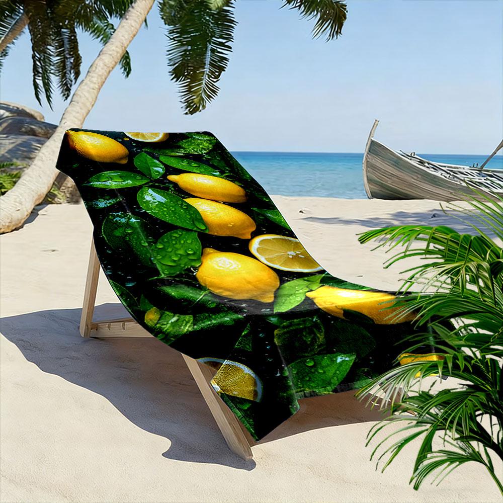 Lemon and Green Leaf Pattern A must-have beach towel for beach travel