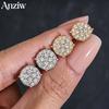 Anziw Unisex Sparkling Round Moissanite Stud Earrings 14K Gold Filled Full Stone Paved Earrings for Men Women Daily Jewelry Gift