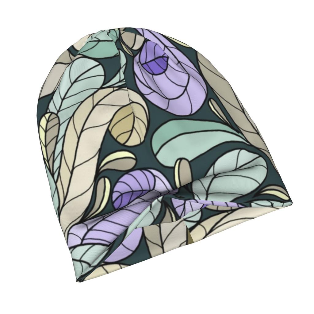 ZLIENSZUS Minimalist Abstract Knit Hat for Adults - Neutral Tone Beanie with 2D Flat Printing, Soft Suitable for Casual & Outfits, Versatile for Skin