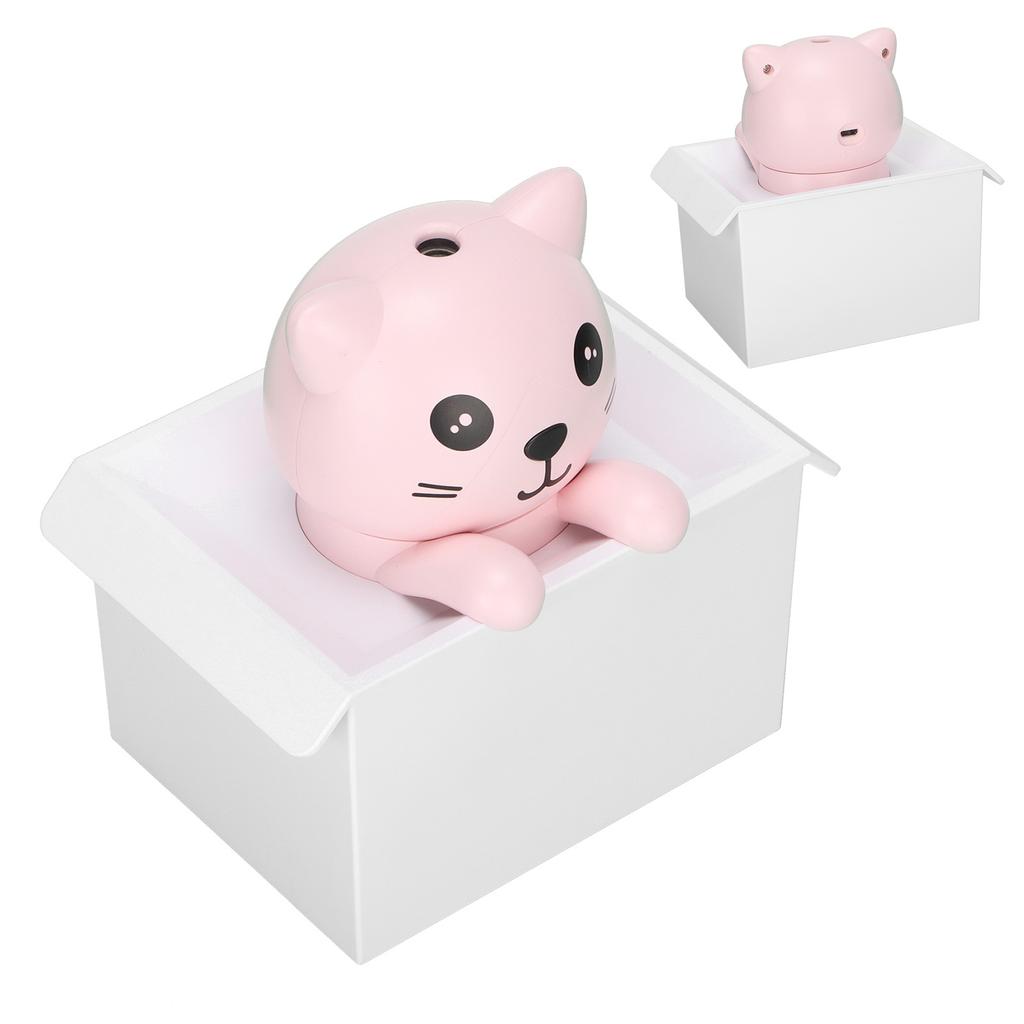 Air Humidifier 330ml Mute Adjustable Fog Mode Cat Shape Portable Humidifier with Color LED Light for Office Bedroom Car