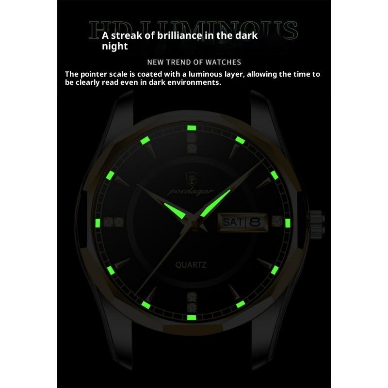 Top Brand New Fashionable Men's Watch Men's Waterproof Tungsten Steel Calendar Quartz Wrist Watch