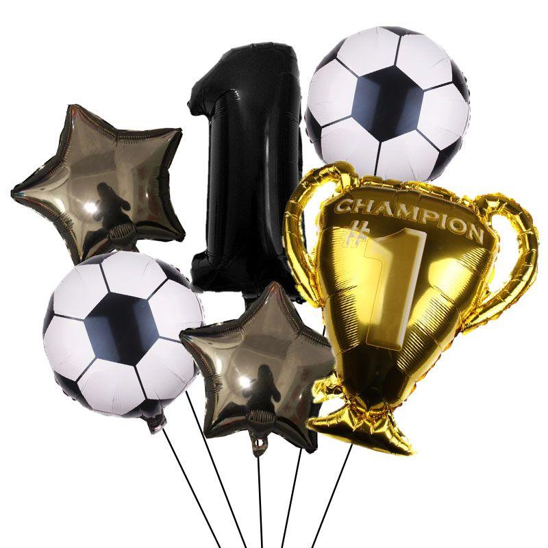 32-inch Digital Football 6-piece Aluminum Film Balloons Set - Birthday Party Gift - World Cup Football Balloons