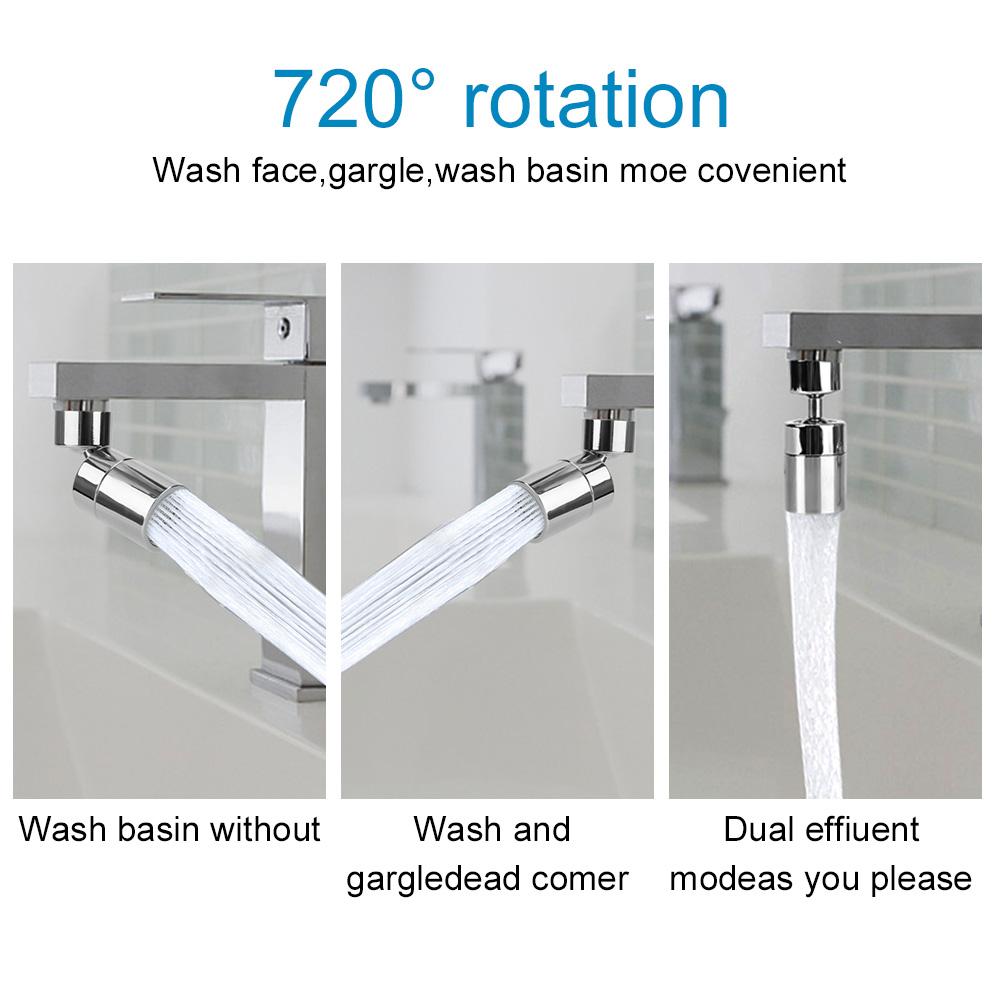 Stainless Steel Nozzles Faucet Water Saving Kitchen Faucet Universal Faucet Splash-Proof Swivel 720° Rotation Kitchen Faucet