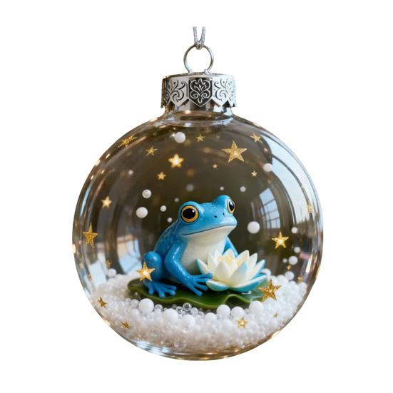 Weihnachts-Frosch-Ornament 2D Flacher Acryl-Anhänger Wildtier Baumschmuck Festliche Raumdekoration Bedeutungsvolle Geschenke für Kinder