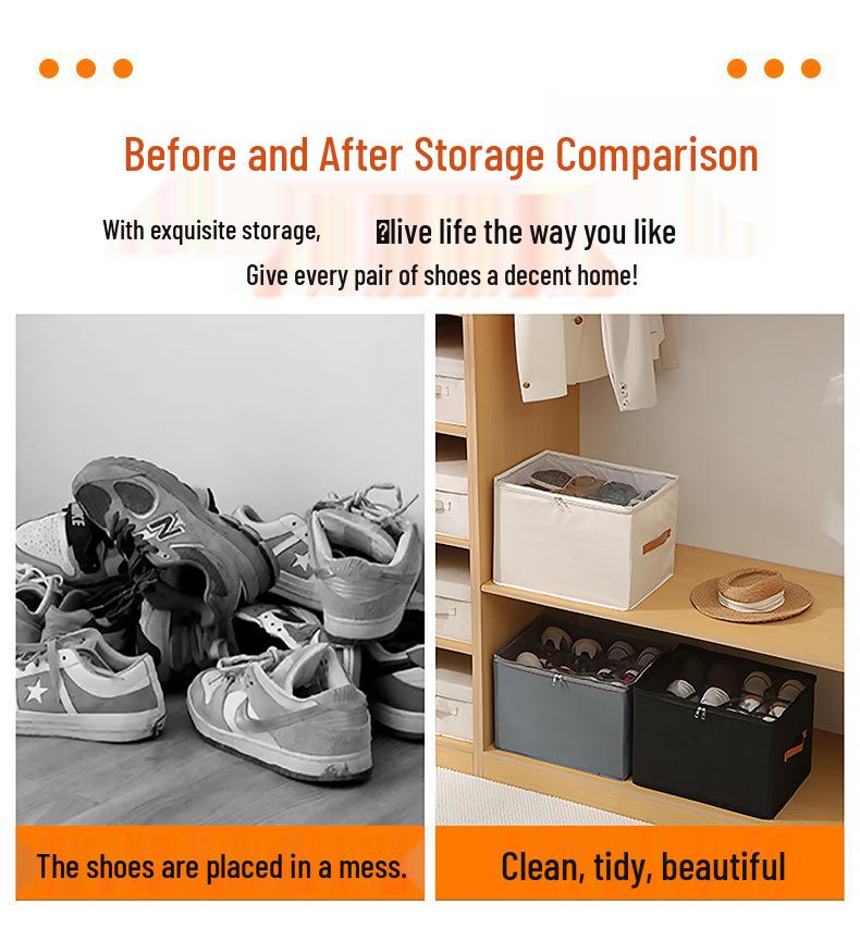 Large-Capacity Transparent Shoe Storage Box with Lid, Foldable 12-Grid Organizer, Dustproof.