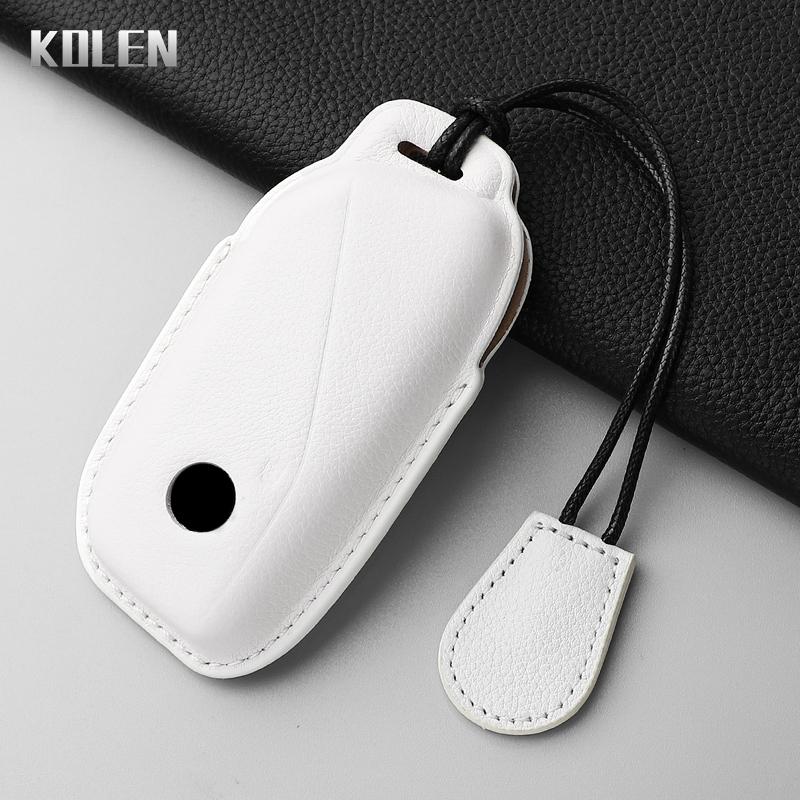 

Genuine Leather Car Key Case Cover Shell For Bmw I7 X7 G07 5 7 Series Ix X1 X5 G70 G09 Xm U06 G81 M3 Protected Fob Accessories