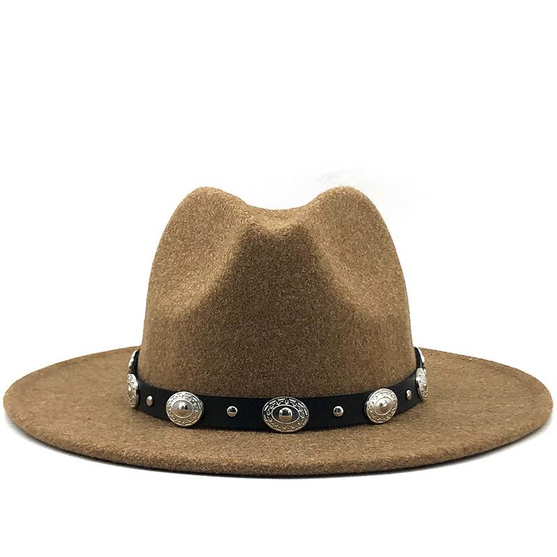 Autumn and winter new top hat big eave hat fashion flat hat British classic jazz hat wool hat