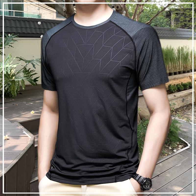 

2024 Новая летняя мода Повседневная спортивная футболка с круглым вырезом и принтом, облегающего кроя, универсальная, из ледяного шелка, быстросохнущая, с коротким рукавом для мужчин L чёрный