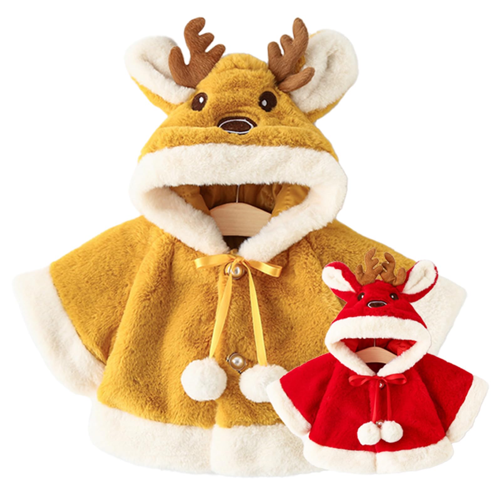 

Детский костюм с капюшоном оленя для девочек, милый рождественский костюм [CORELAVISH] Рождество (80см, Красный)