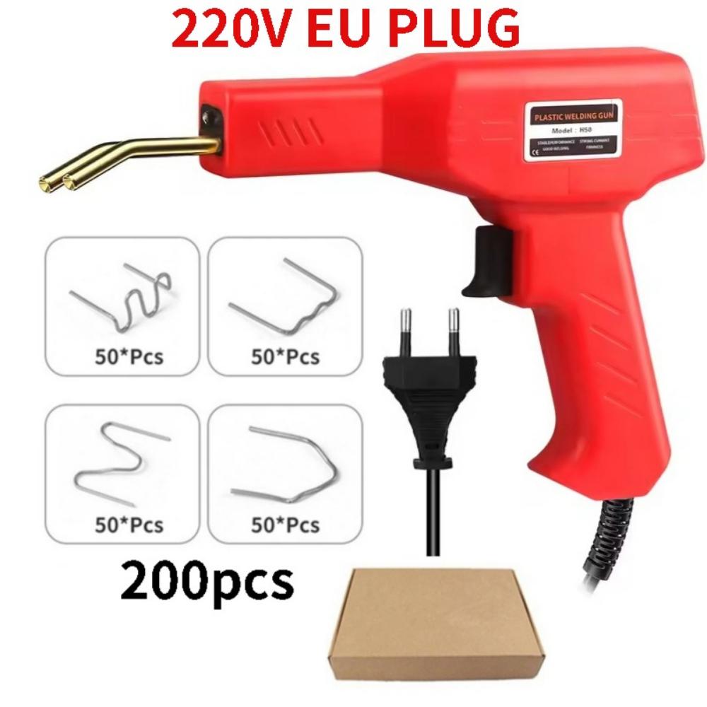 50W EU Plastic Welder Welding Machine Car Bumper Soldering Gun 4 Types Staples for Bumper/Kayak/Plastic Product Repairs