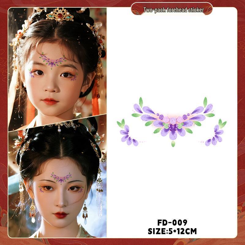 Dunhuang Glitter Face Stickers: Ancient Style Forehead & Eye Tattoos for Hanfu and Stage Performance