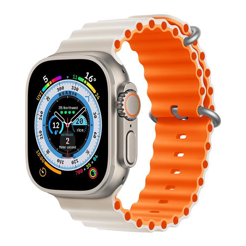 Ремешок из двухцветного силикона Apple Marine для часов 8/7/SE/Ultra Sports