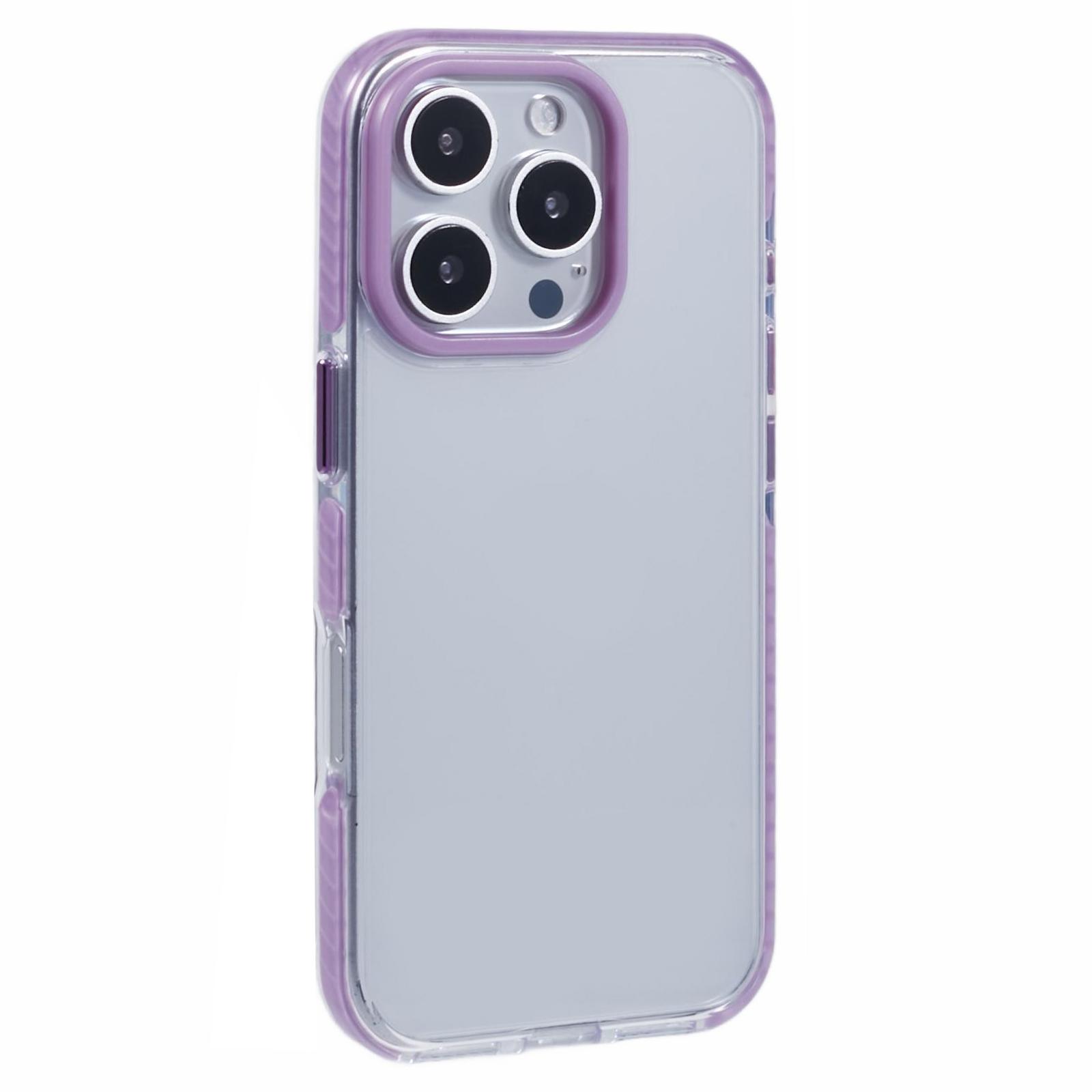 

For iPhone 16 Pro Clear Case TPU+PC Shockproof Phone Back Cover Purple