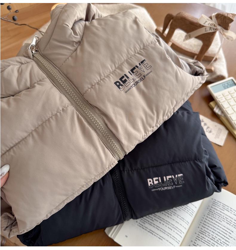 Children's Korean-Style Hooded Vest - Thick Warm Printed Down for Boys & Girls, Autumn/Winter Fashion Outerwear