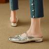 Fashion 2025 Women Slippers Square Toe Low Heel Women Shoes Roman Sliver Women Sandals Gladiator Handmade Ladies Modern Slippers