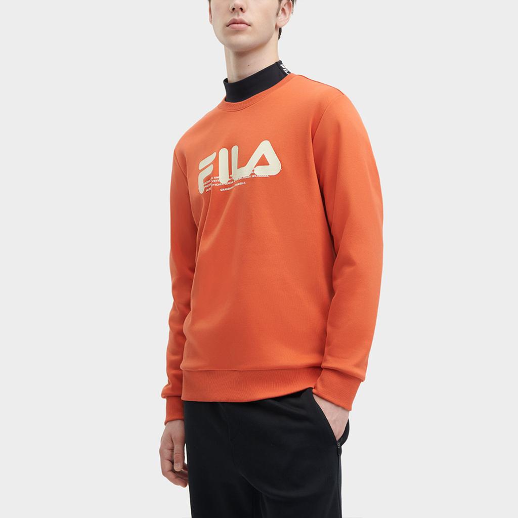 FILA Letter Logo Printed Round Neck American Style Sweatshirt Men Sweatshirt Autumn-Orange F11M349213F-OR