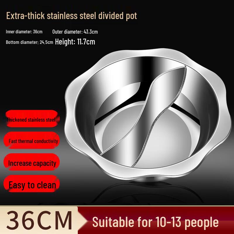 Driane Thickened Stainless Steel Divided Hot Pot