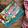 Funny Pool Warning Tin Sign Vintage Mermaid Bathroom Bar Decor