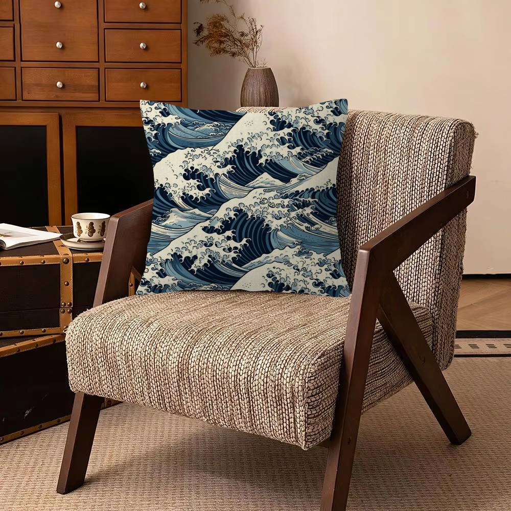 Great Wave of Kanagawa Decorative Room Aesthetics Pillow Case Home Decor Bedroom Sofa Bed Pillow Cover X