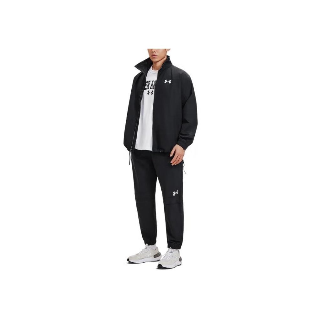 Under Armour Logo Stand Collar Zip Casual Long Sleeve Jacket Men Jacket Black 1387995-001