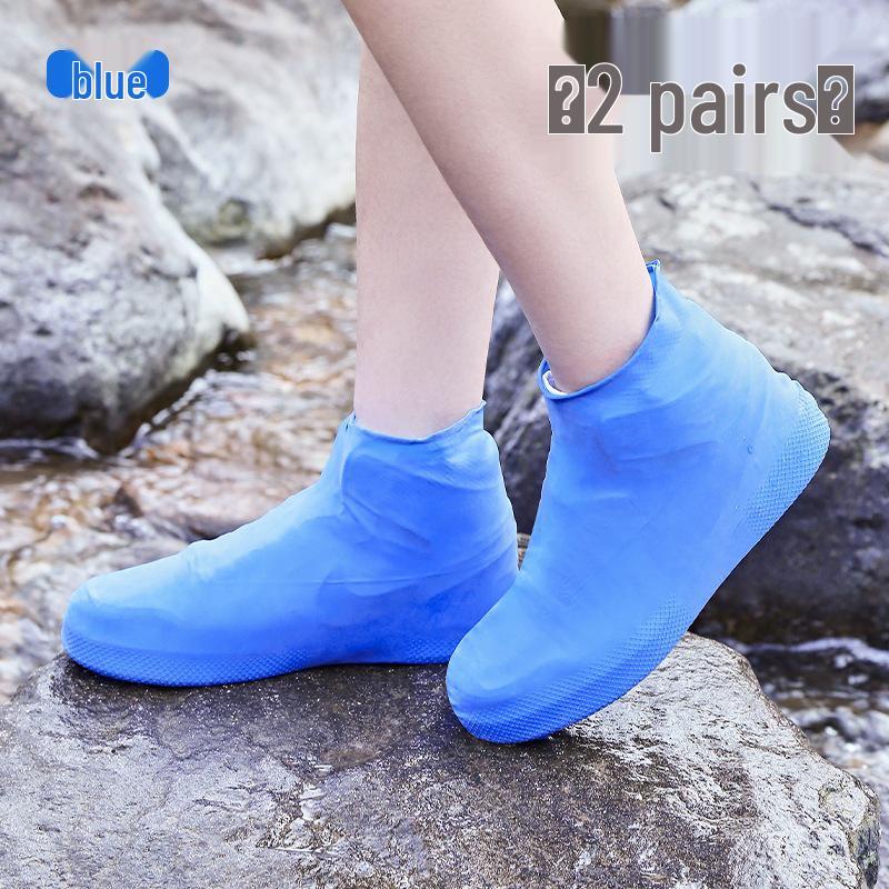Waterproof, non-slip rain shoe covers for adults; thick, wear-resistant silicone rain boots for outdoor use.