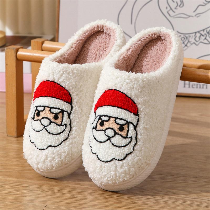 New Santa Claus Christmas Slippers Winter Home Indoor Non-slip Home Smiley Cotton Slippers Women