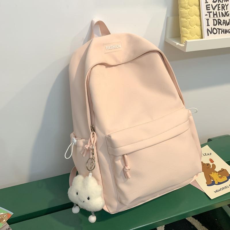 Schoolbag Fresh and Sweet Solid Color Versatile Simple Junior High School Student Schoolbag Lightweight Large Capacity Go Out Leisure Commuting