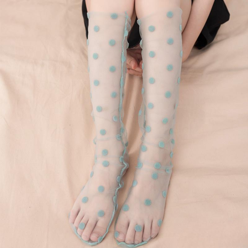 Calze di seta senza tallone genitore-figlio ins personalità a pois Sexy Pizzo Rete Calzini Trasparenti Elasticità Stretch Rete Filato Sottili Donne