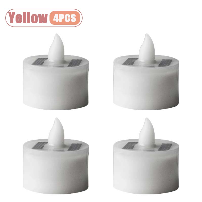 Solar Powered Candle Tea Lights Flameless Fake LED Electronic Candles Outdoor Christmas Small Tea Candles Home Decor