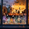 Spooky Party Glass Decor Halloween Window Clings, Pumpkins Skeletons Ghosts And Bats Print Decorative Creative Gift for Decals, Electrostatic