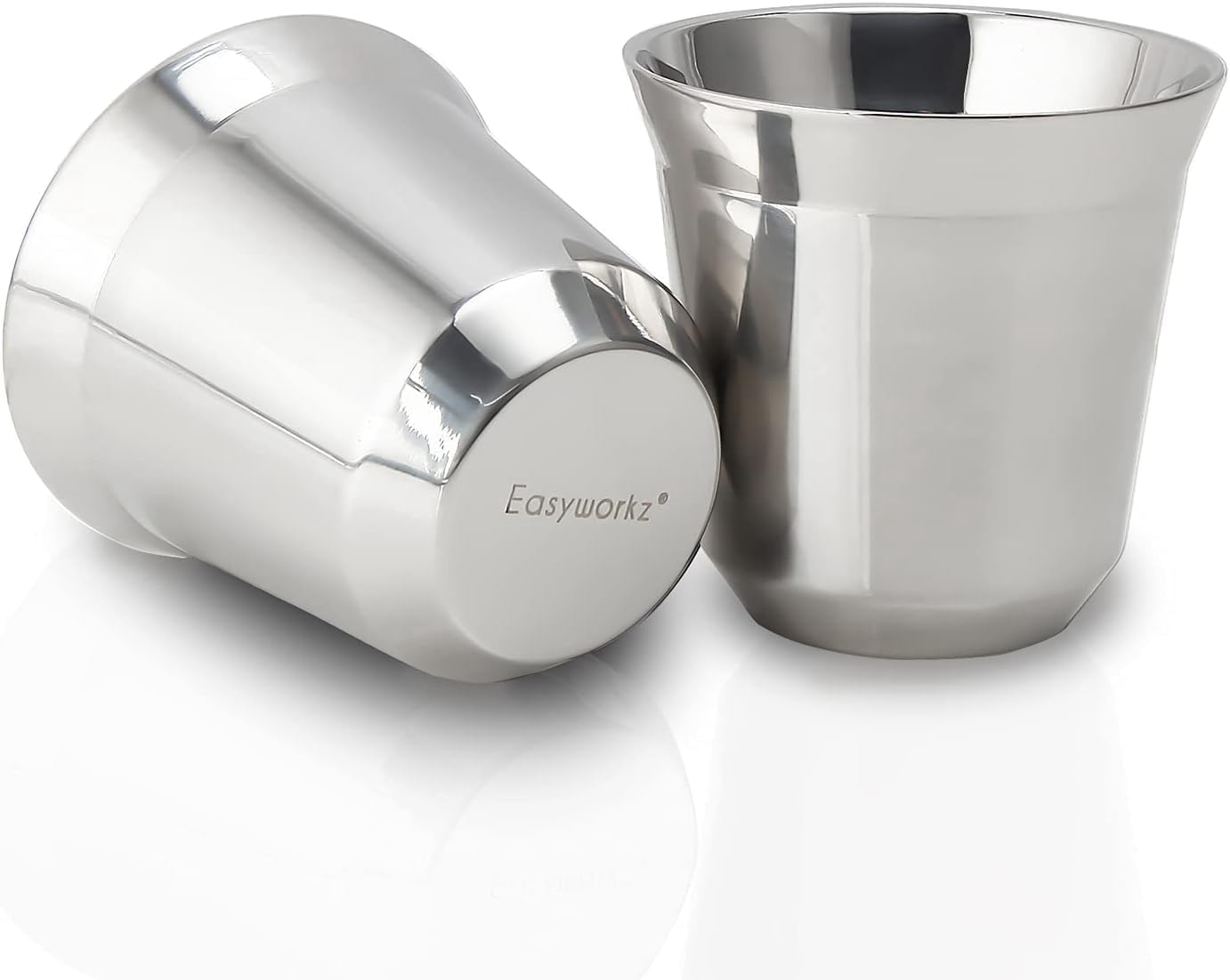 

Easyworkz Espresso Cups, Stainless Steel, Double-Walled Insulated, Demitasse Cups, 150ml, Set of 2, Chrome
