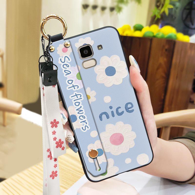 Oil Painting Anti-dust Phone Case For Samsung Galaxy J6 2018/SM-J600F Back Cover Wristband Fashion Design Kickstand Ring