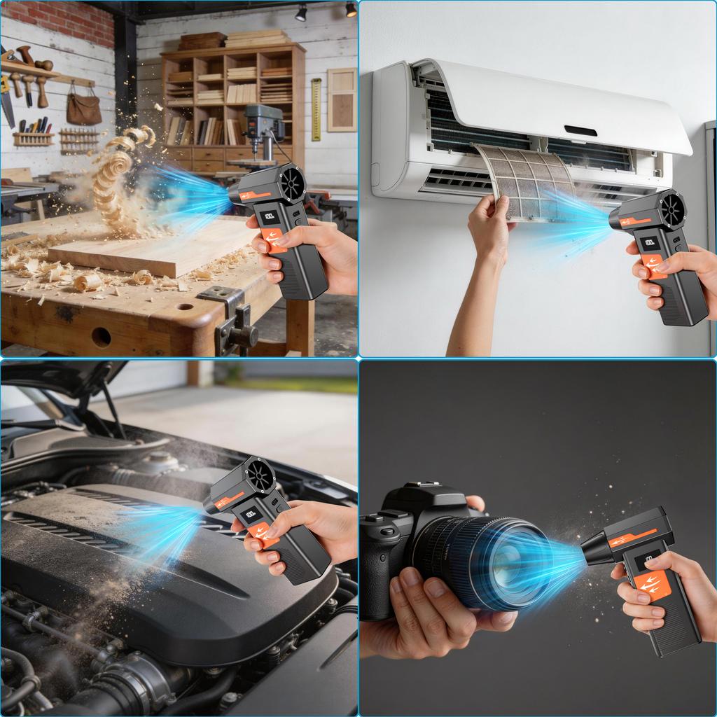 Blow Snow Electric Air Duster Turbo Blower Jet Fan Blow And Suction 2 In 1 Type-C Charging 110000RPM With Outlet Nozzles Cleaning Blowing Tool