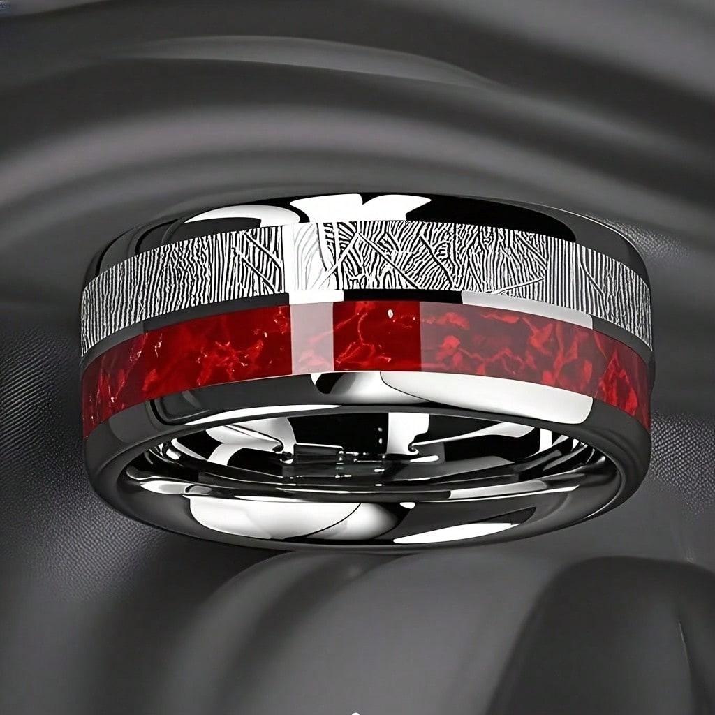 8MM Gehammerte Edelstahlringe für Männer Frauen Einlage Bunte Abalone-Muschelringe Männer Hochzeitsparty Schmuck Geschenk