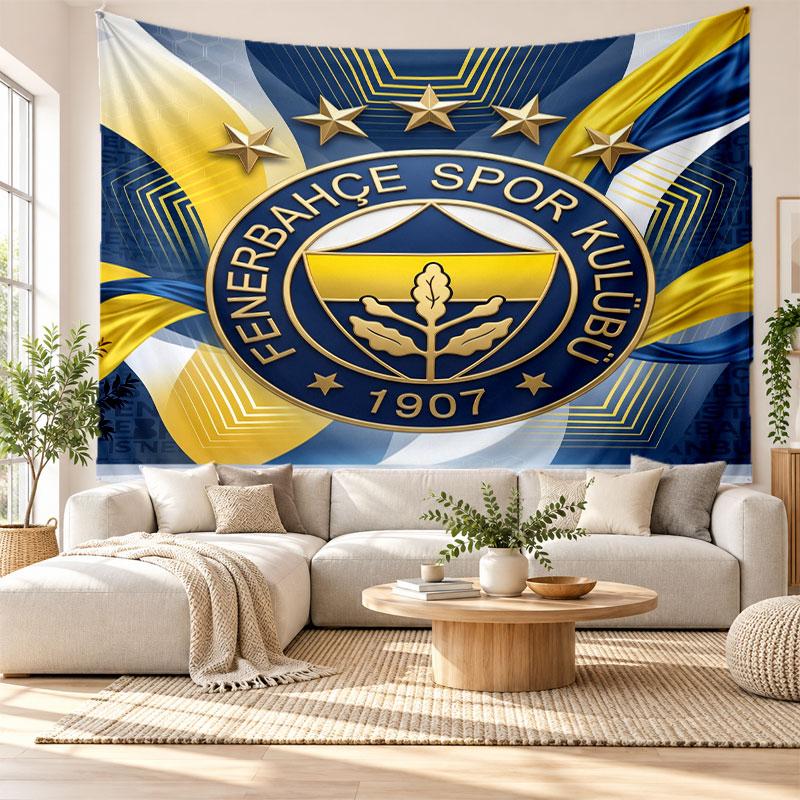 Arazzo da Parete FC Fenerbahçe, Appeso da Parete in Tessuto Morbido, Sfondo Decorativo per Camera da Letto Arte da Parete per la Casa