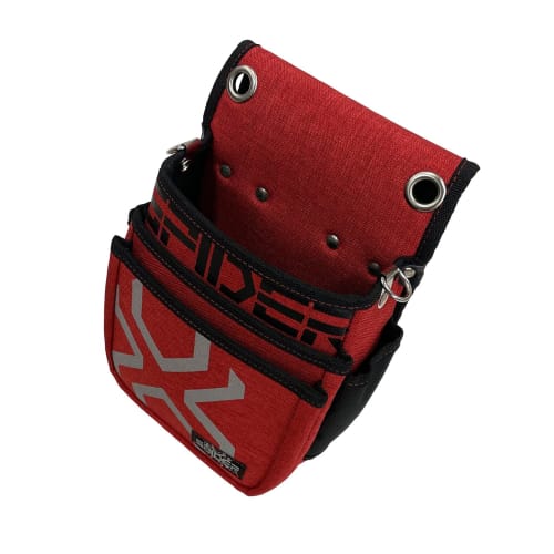 SK11 SPIDER 3-Drawer Waist Pouch, SPD-RD-7, Red, Large Eyelets and D-Rings for Easy Attachment of Drop Protection Cords, 200mm Wide x 270mm High x 100