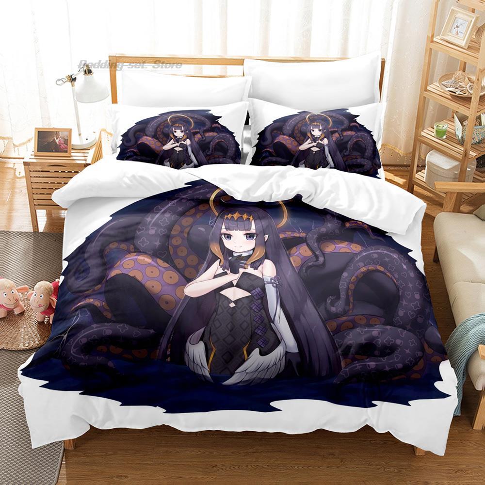 Ninomae Ina'nis-inART Bedding Set Single Twin Full Queen King Size Bed Set Aldult Kid Bedroom Duvetcover Sets 3D Print Anime