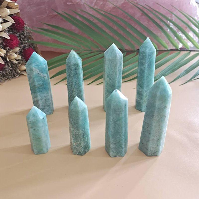 Unique 1pc Natural Blue Amazonite Stone Crystal Wand For Spiritual Growth And Healing