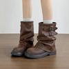 Thick-soled Short Boots, Thin Trouser Boots, Women's Boots 2025 New Versatile Retro Locomotive Boots, Thin Boots, Knight Boots