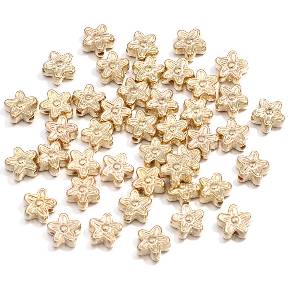 100pcs Star CCB Beads Gold Rhodium Color Pentagram Loose Spacer Bead For Jewelry Making DIY Crafts Bracelet Necklace Accessories