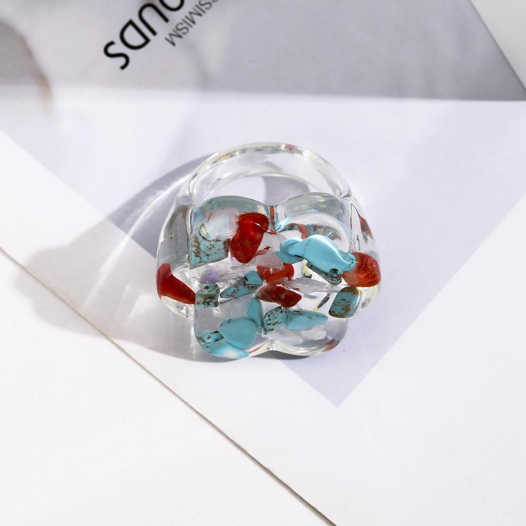 Harzring, transparenter Fruchtring, modischer handgefertigter Ring, niedlicher Damen-Design-Stil-Ring