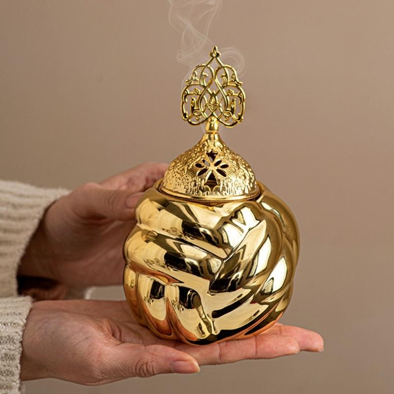 Arabic Ceramic Incenses Burners with Lid Set for Meditations and Home Fragrances Diffuser Eid Ramadans Bakhoors Burners